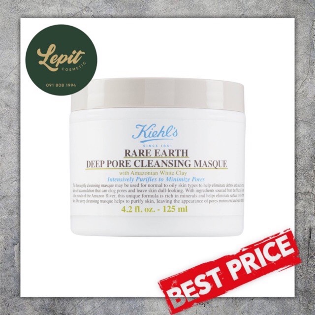 Mặt nạ đất sét Kiehls - Kiehl’s Rare Earth Deep Pore Cleansing Masque - Mask đất sét Kiehls 125ml