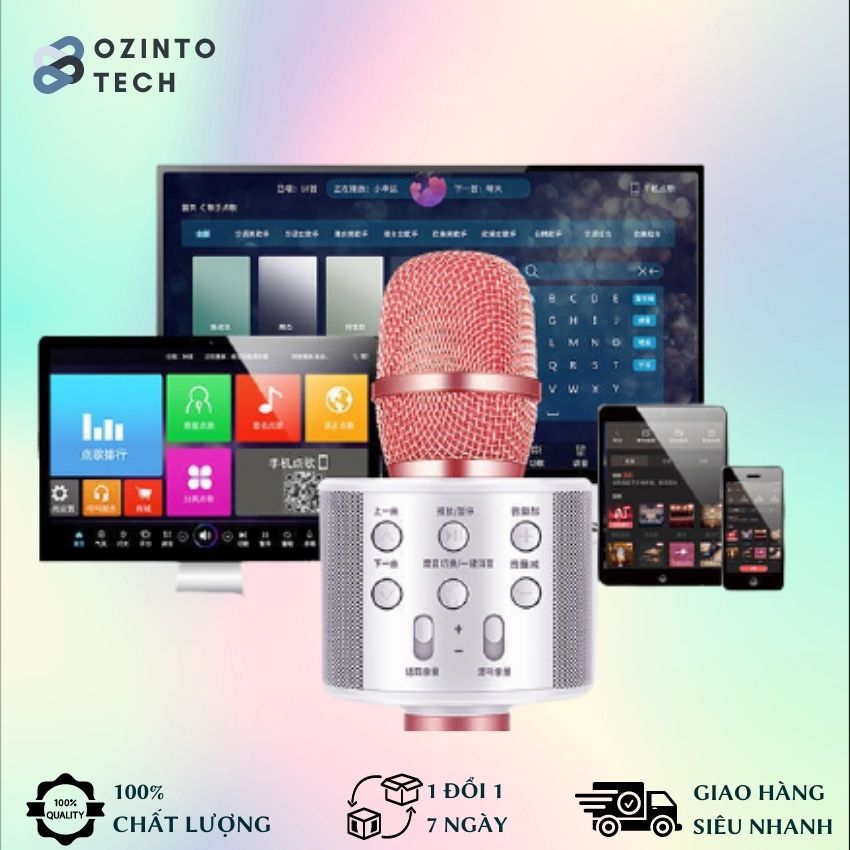 Mic Hát karaoke kết nối Bluetooth không dây, micro không dây, micro karaoke bluetooth, micro live stream, micro không dây bluetooth Ozinto Technology OT17