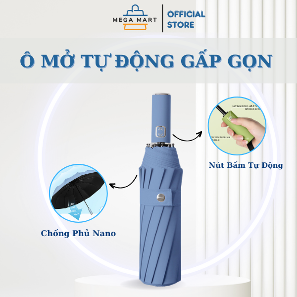 Ô dù tự động 2 chiều CHỐNG TIA UV thông minh/ ô dù che mưa, che nắng chống thấm nước gấp gọn nhiều màu