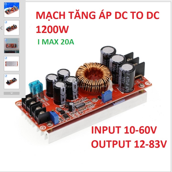 Module tăng áp 1200w dc-dc imax 20a 10-60v lên 12v-83v