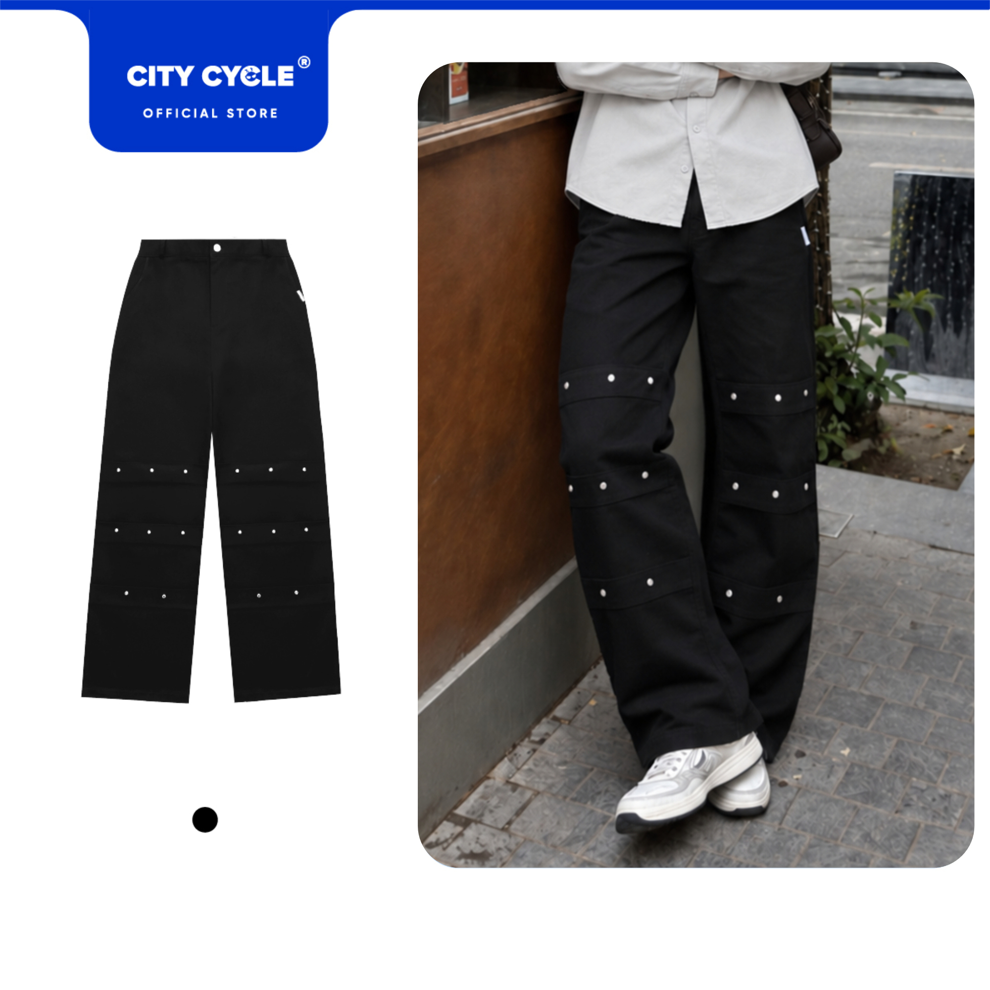 Khaki Wrinkle City Cycle Wide-Leg Pants - Straight-Leg Khaki Pants for Men and Women Local Brand