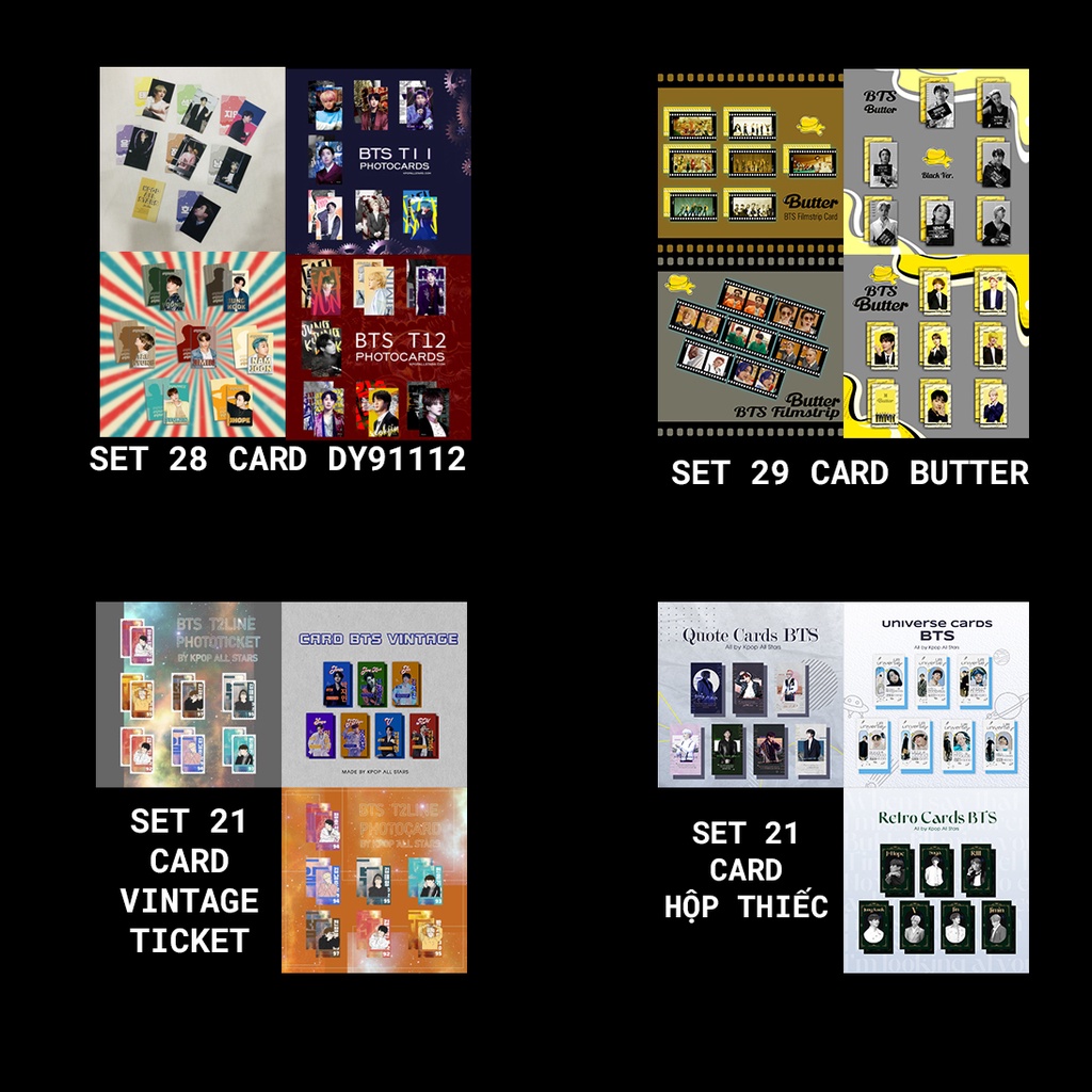 SET 21- 29 HÌNH BTS DYT91112- BUTTER- 21CARD HỘP THIẾC- VINTAGETICKET- Độc quyền KAS - KPOP ALL STARS