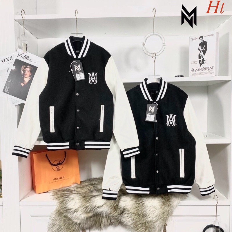 [ GIÁ SỈ ] Áo khoác Bomber phối tay chữ M móng vuốt Áo nam nữ chất nỉ +gió