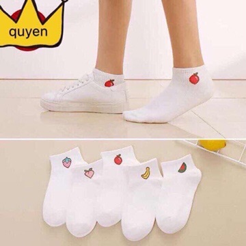 Combo 5 đôi vớ hoa quả trắng