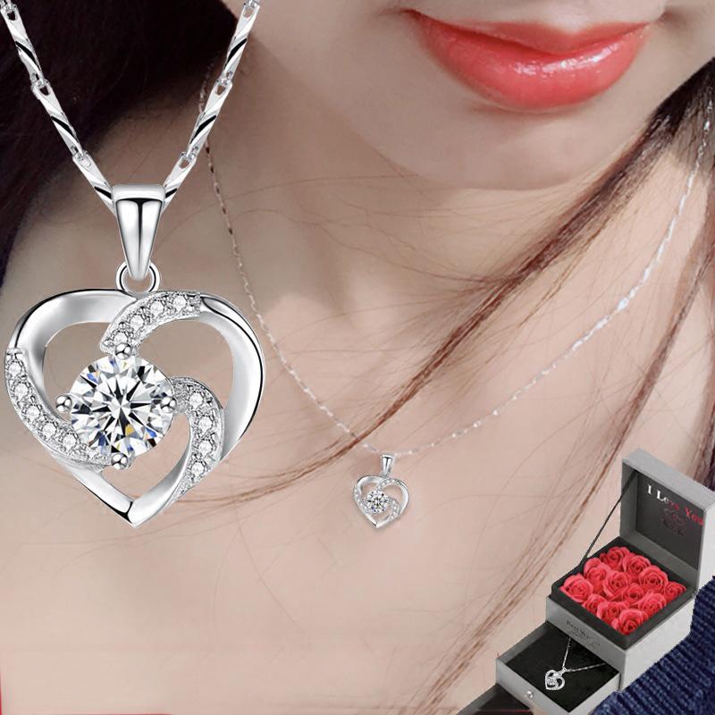Dây Chuyền Bạc S925 Trái Tim Kim Cương Zircon Nữ Tính Quí Phái DCBACTRAITIM03