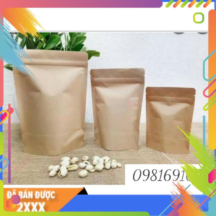 TÚI ZIP GIẤY KRAFT ĐÁY ĐỨNG (ZIPPER)  ( Đựng các loại hạt khô) 1KG