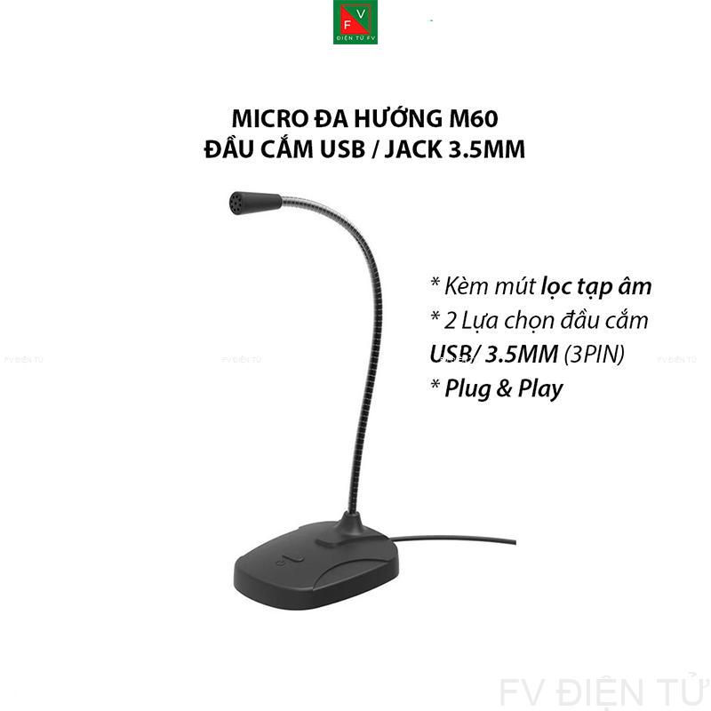 Micro đa hướng độ nhạy cao kết nối usb hoặc jack 3.5 cho pc, laptop, máy tính