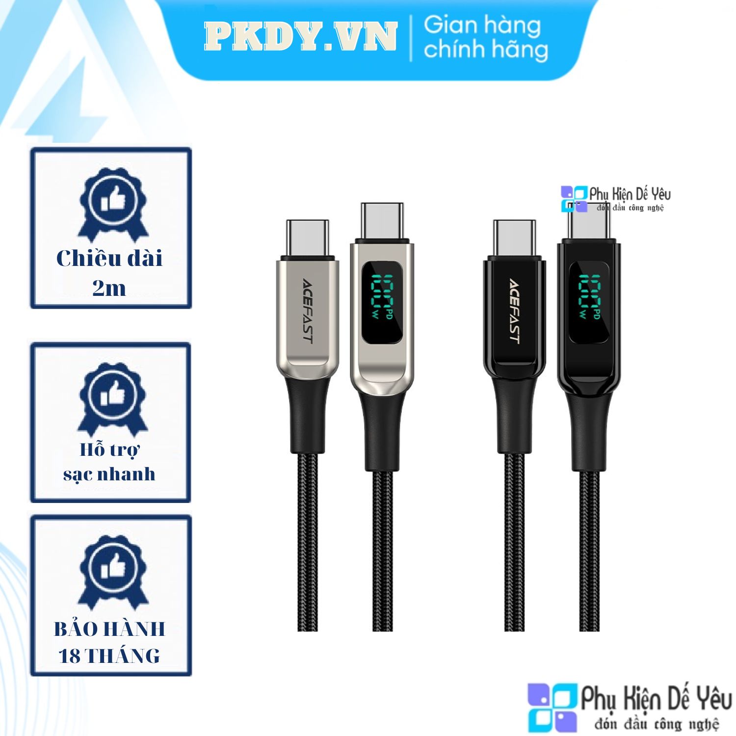 Cáp usb-c to usb-c acefast c6-03 2m - 100w
