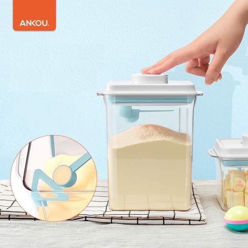 Hộp đựng sữa bột chống ẩm ANKOU 2,3L trữ sữa cho bé hút chân không hiệu quả inHA shop