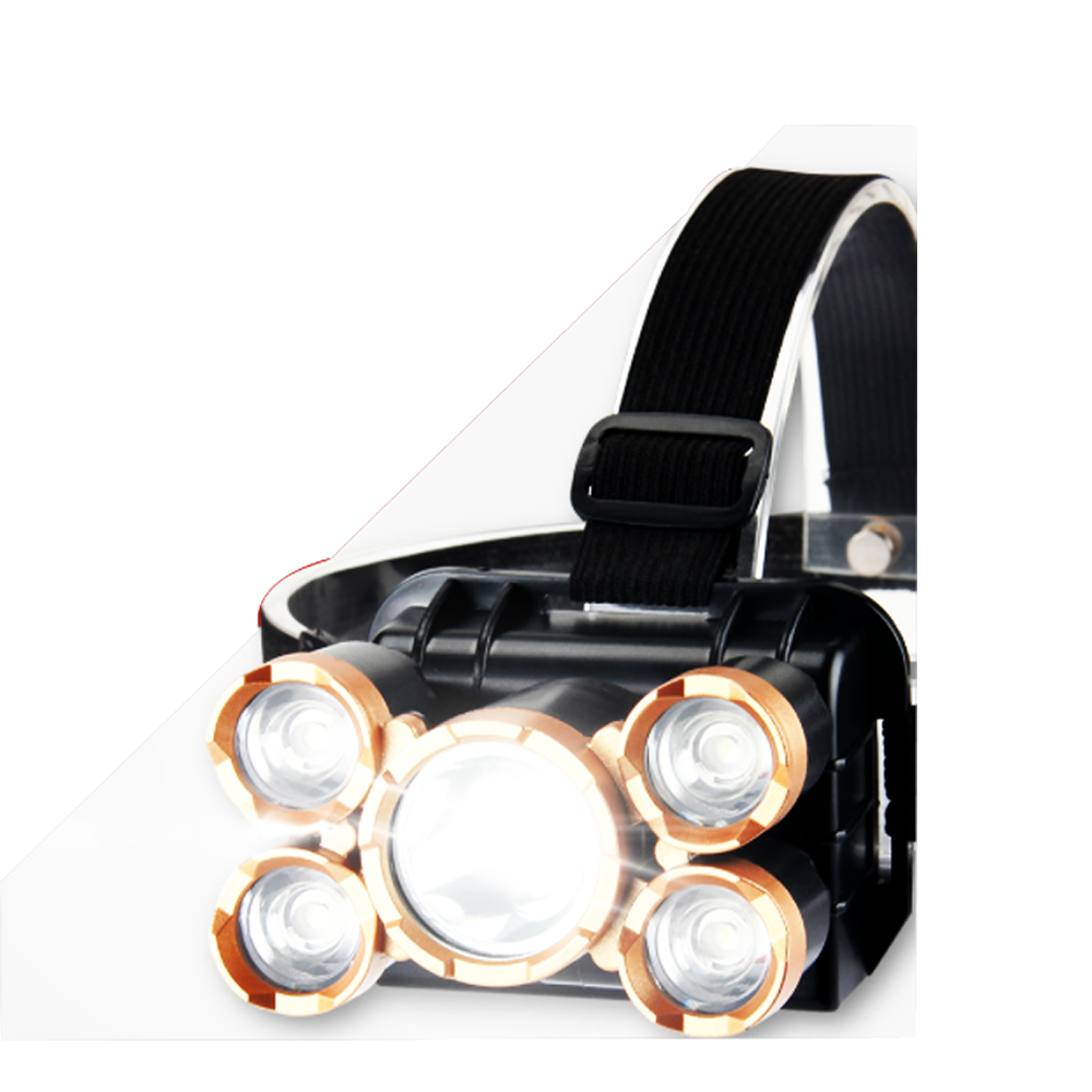Đèn đội đầu COB 5 bóng đèn led có chớp nhiều chế độ đèn,pin tích hợp full phụ kiện có video sản phẩm.