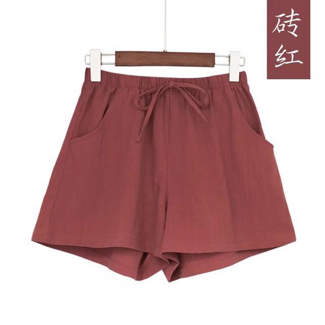 Quần shorts nữ, quần đùi đũi cạp chun Evelyn kiểu dáng basic