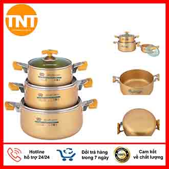 Bộ nồi anod sunhouse sh883 màu vàng