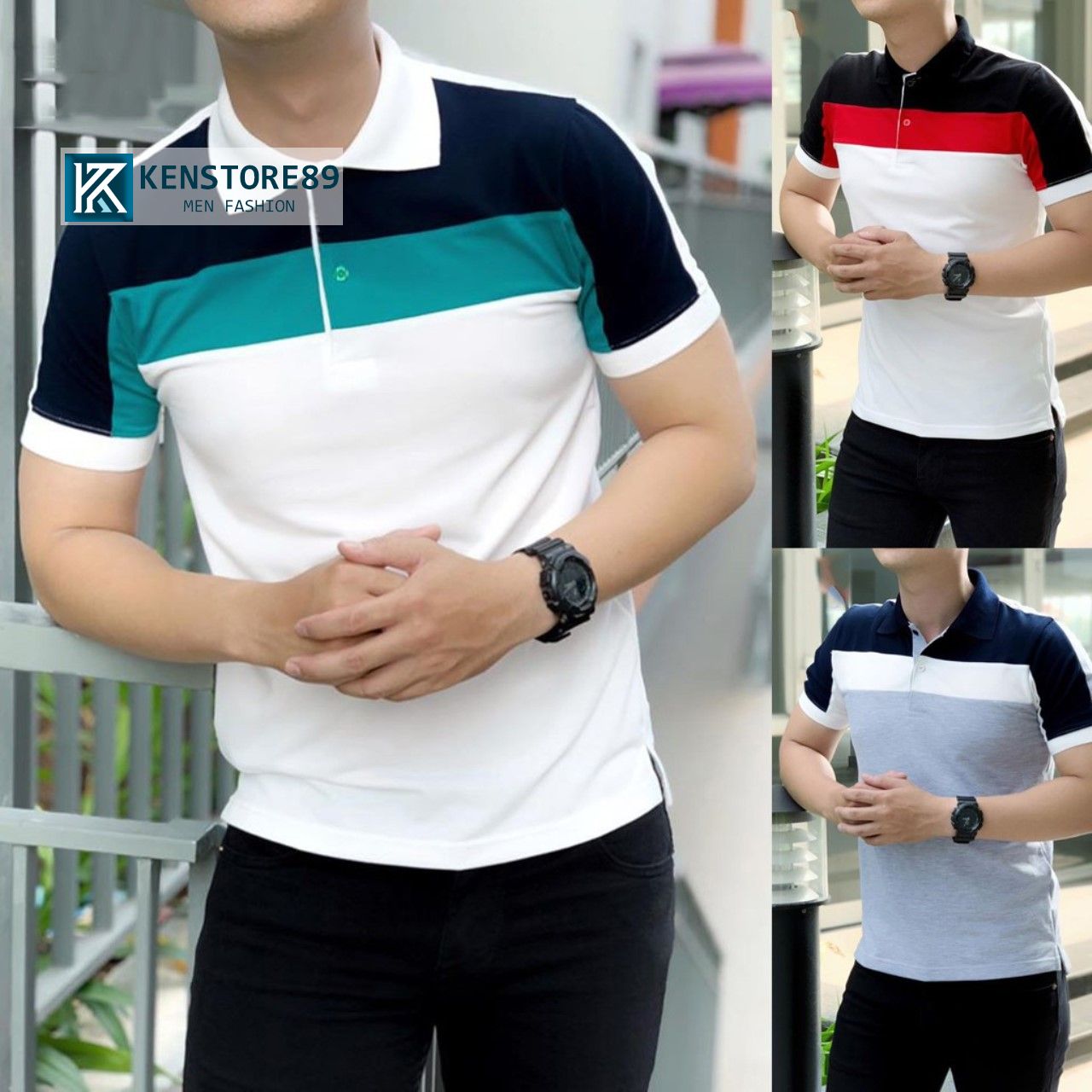[Hoàn Tiền 15%] Áo thun nam có cổ MEN phối cao cấp KENSTORE89 ATP069