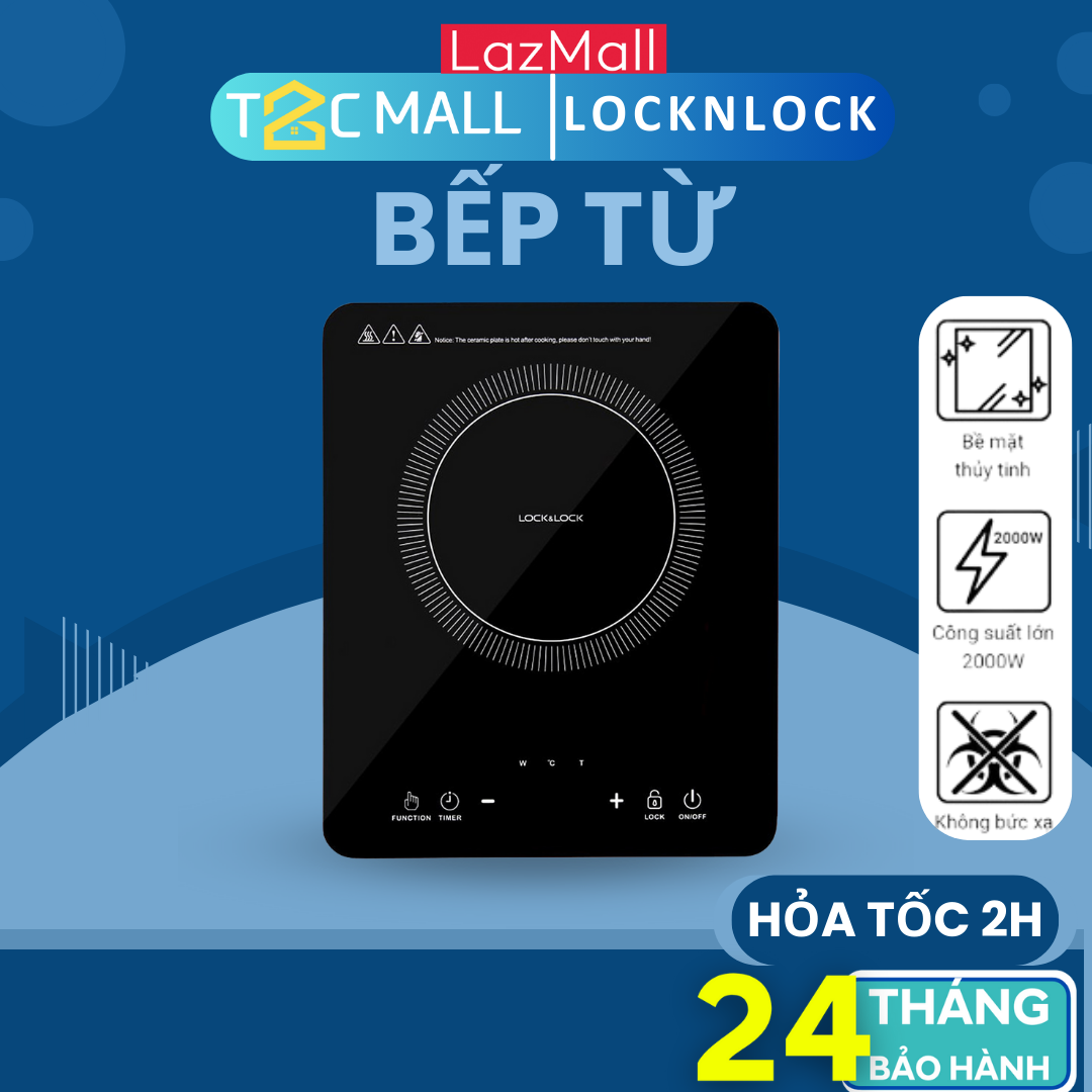 Bếp từ locknlock mặt thủy tinh không bức xạ an toàn lock & lock induction cooker eji411 t2cmall