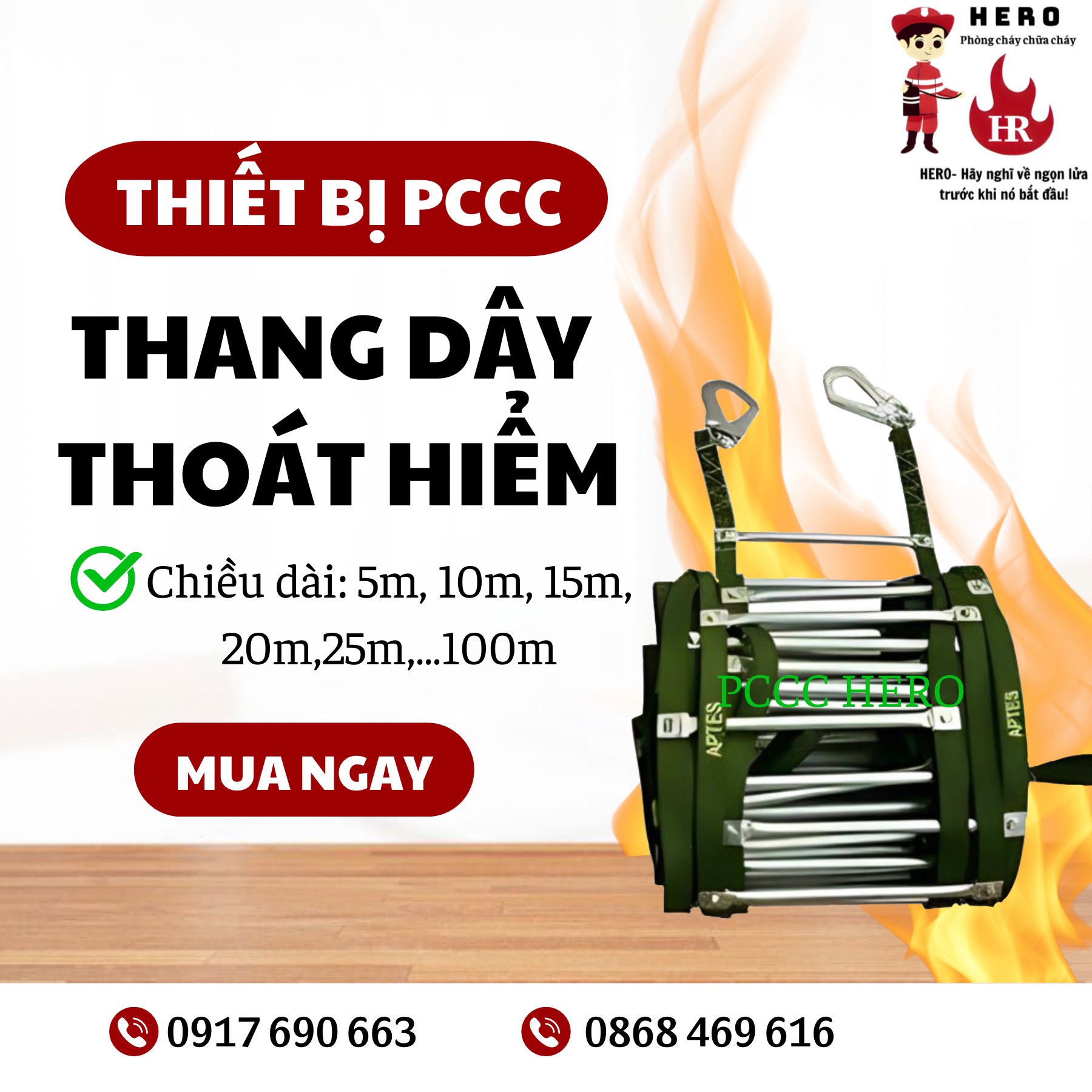 Thang dây thoát hiểm nhà cao tầng