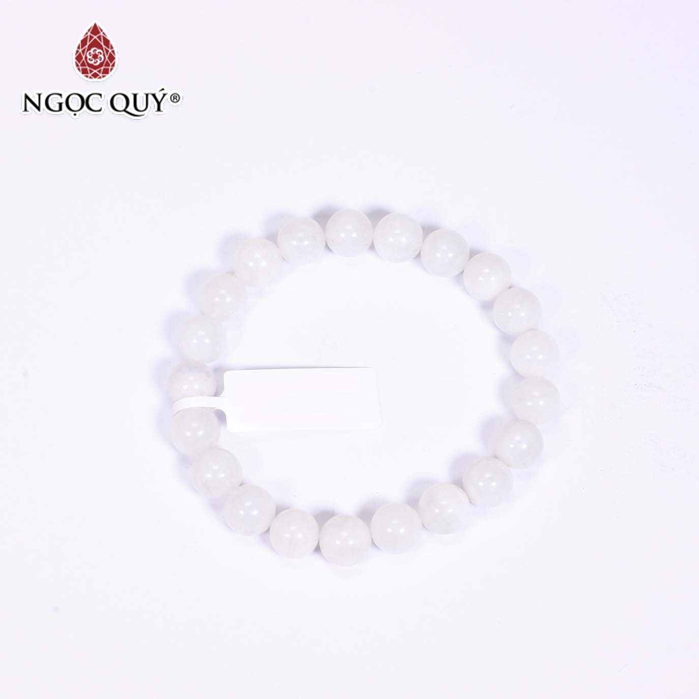 [HCM]Vòng tay đá xà cừ trắng size hạt 9mm mệnh thủy kim - Ngọc Quý Gemstones