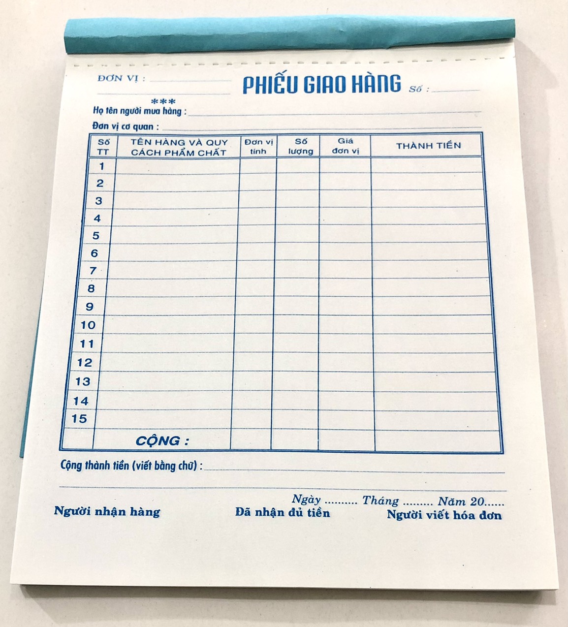 Phiếu giao hàng 1 liên - khổ a5 - mua 10 tặng 01