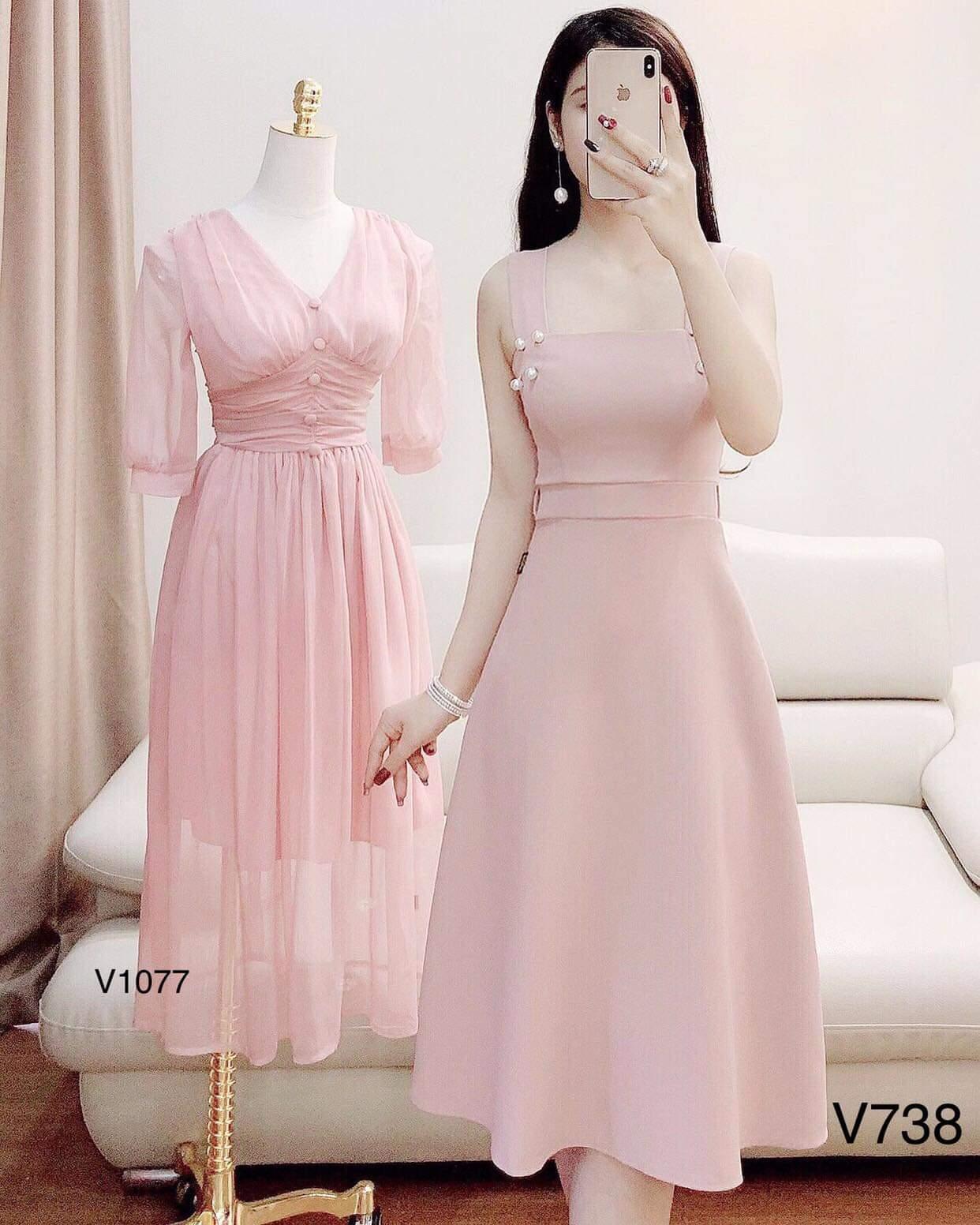 Lịch sử giá Váy xòe màu hồng phấn v1069 cập nhật 72023  BeeCost