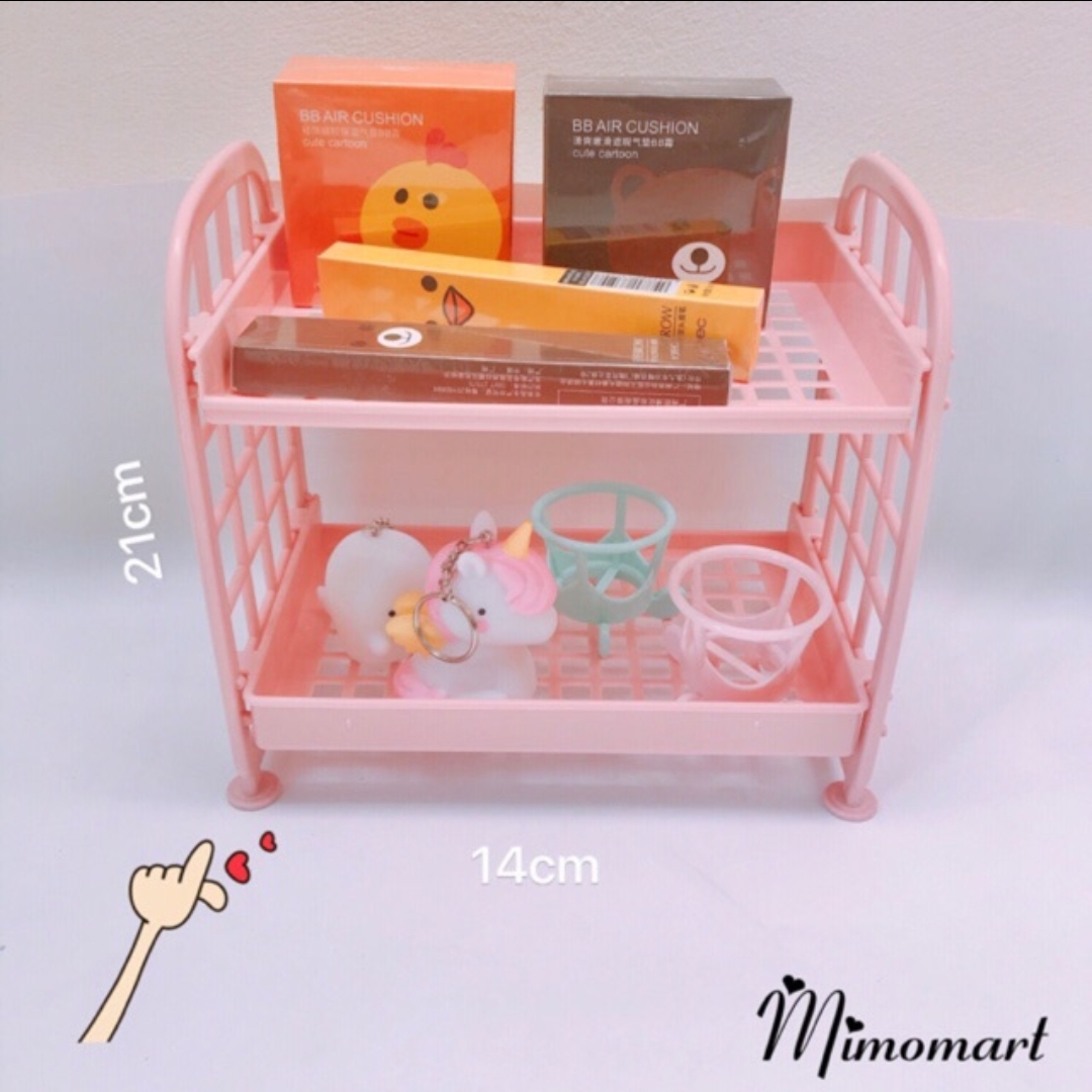 Kệ nhựa mini 2 tầng đựng đồ đa năng siêu xinh sẵn hàng 5 màu kích thước Mimoquatangphukien
