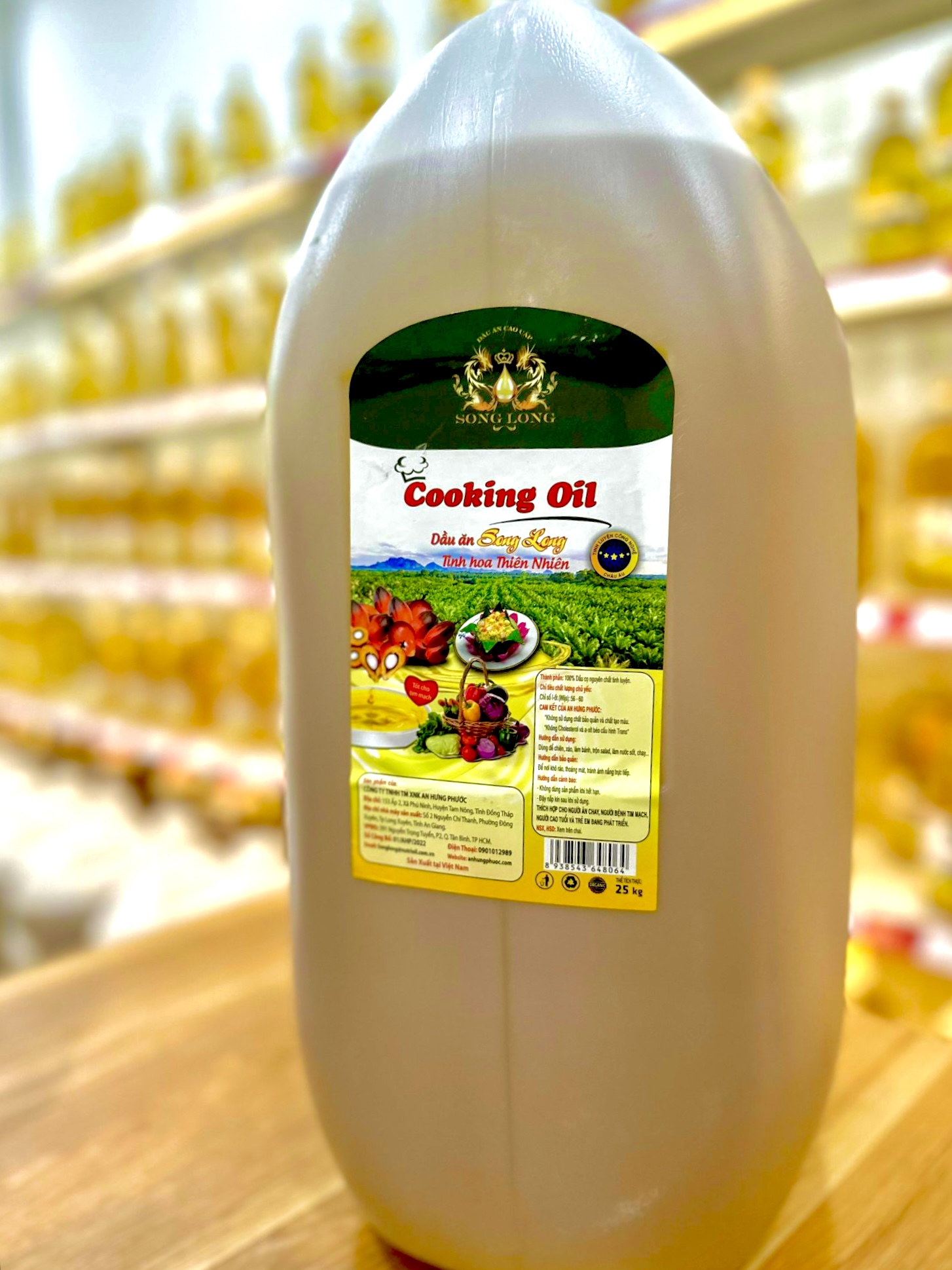 Dầu ăn Song Long Cooking Oil can 25kg  30 lít  chính hãng
