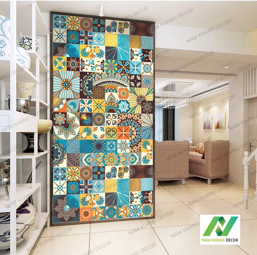 [HCM]Decal gạch bông Set 32 ô 15cm - NK45 (60x120cm)