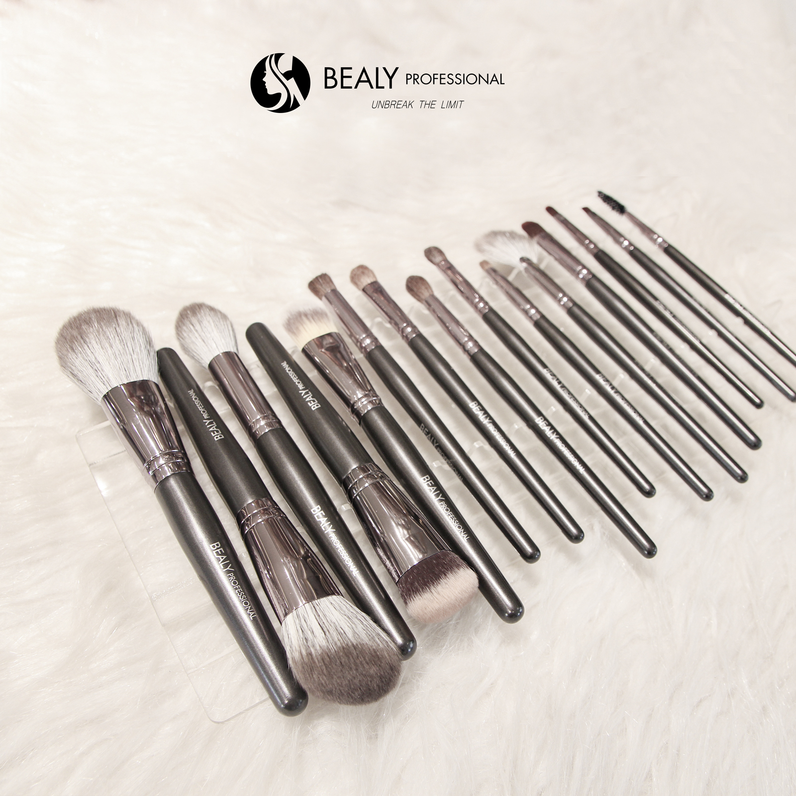 Bộ cọ cán đen ánh kim lông thú 15c bealy + túi