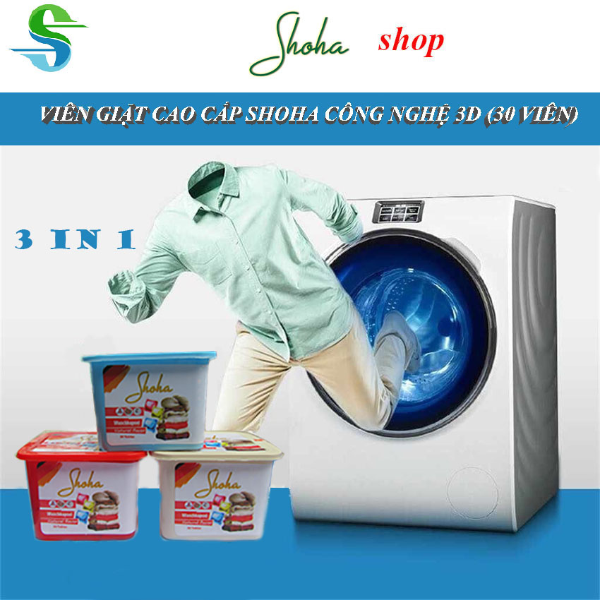 Viên Giặt Quần Áo 3D Shoha SVG01 - 3 In 1, Siêu sạch siêu tiện lợi (hộp 30 viên)