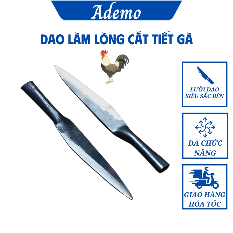 Dao cắt tiết gà, làm lòng gà vịt, thép liền khối đầu nhọn siêu sắc bén