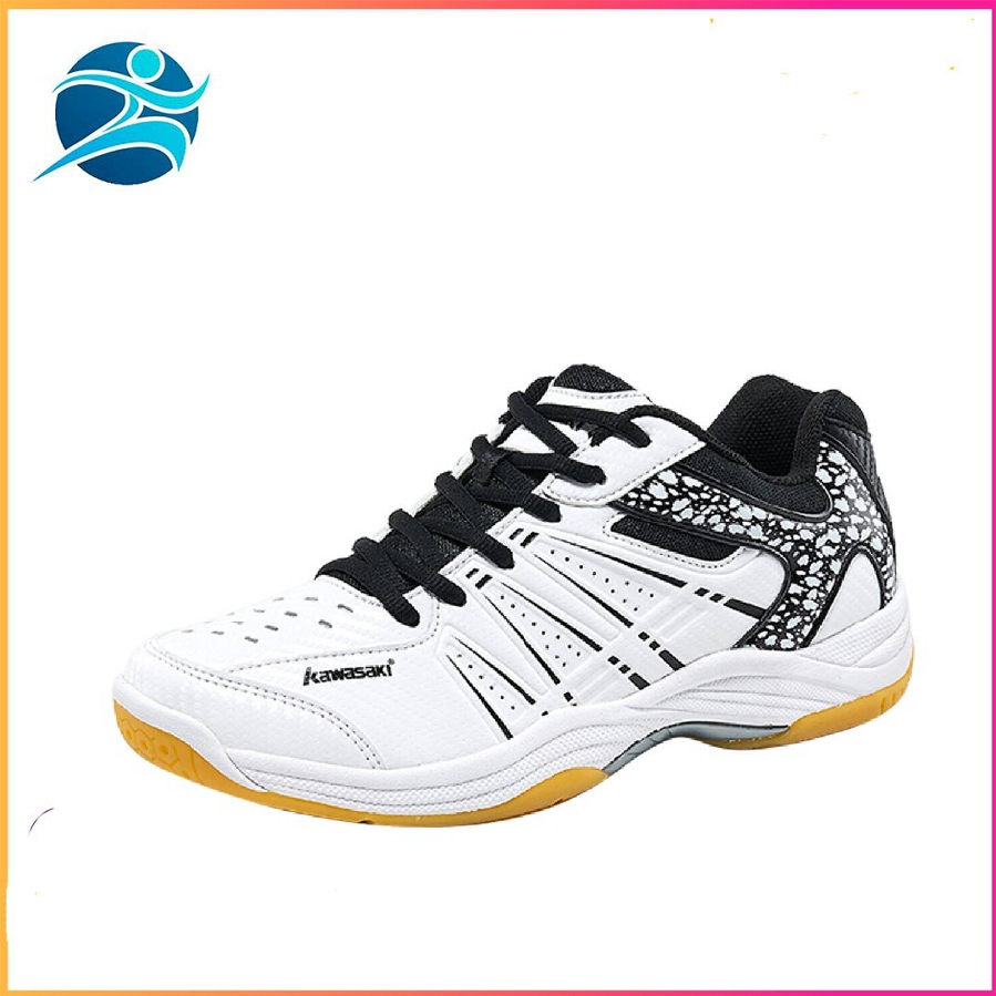 Giày cầu lông nam nữ Kawasaki K063 màu trắng đế kếp chống trơn trượt , Da PVU mềm ôm chân - Bảo hành tới 12 tháng - Giầy bóng chuyền - giay cau long - giày đánh cầu lông - bsport.