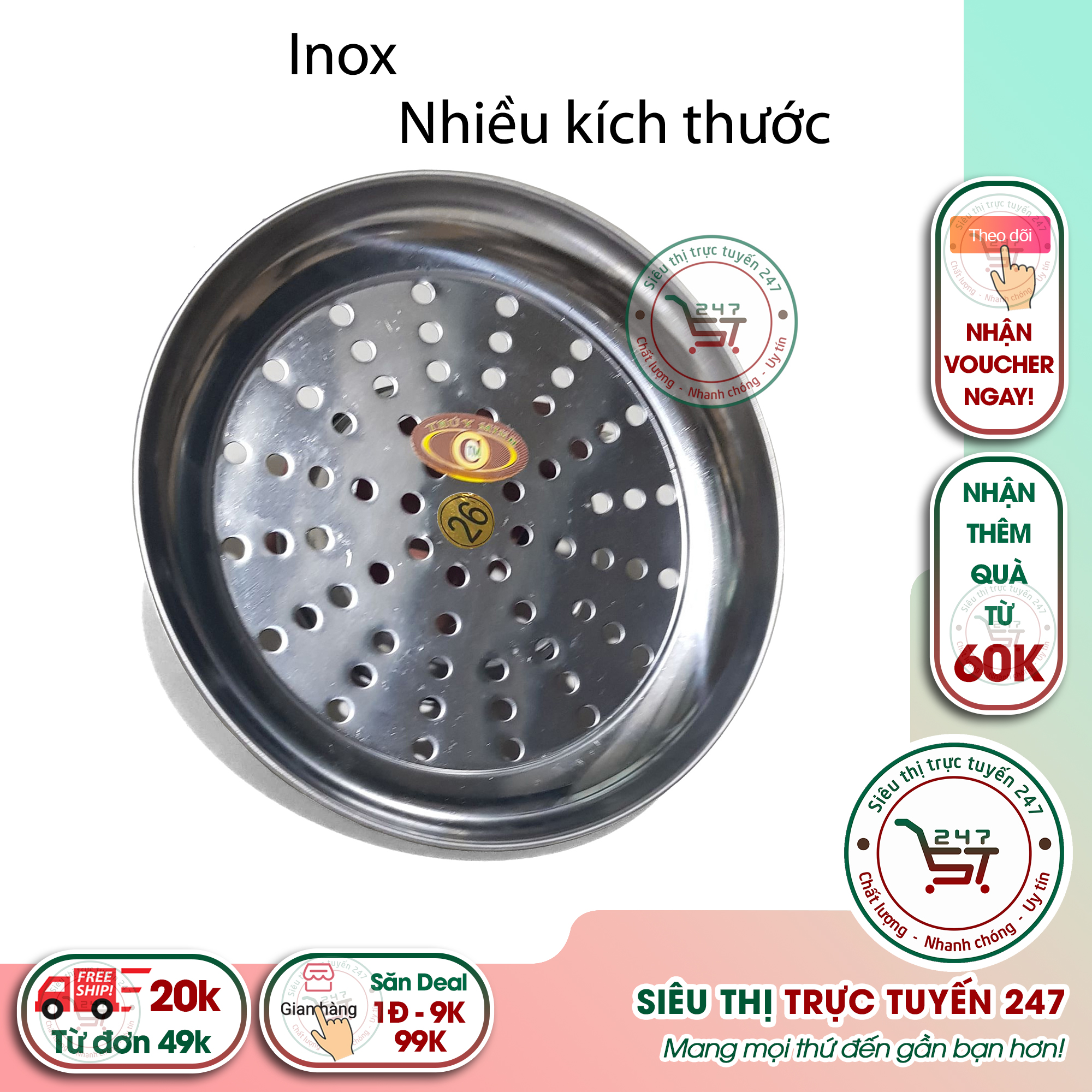 Xửng hấp inox Khay hấp thức ăn có chân với nhiều kích thước tiện dụng cho gia đình nhà bạn