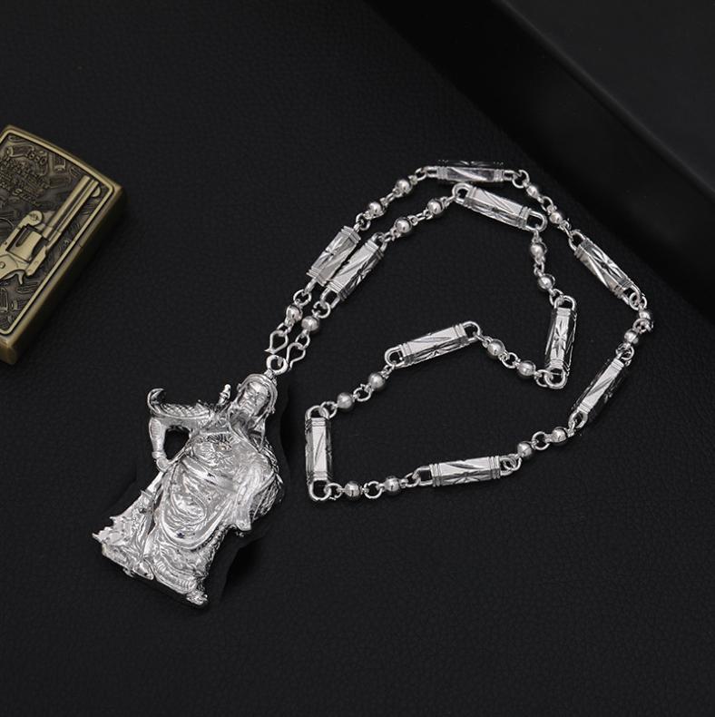 Bộ Dây chuyền tượng Quan Công Võ Thánh Bạc 925 Phong Thủy