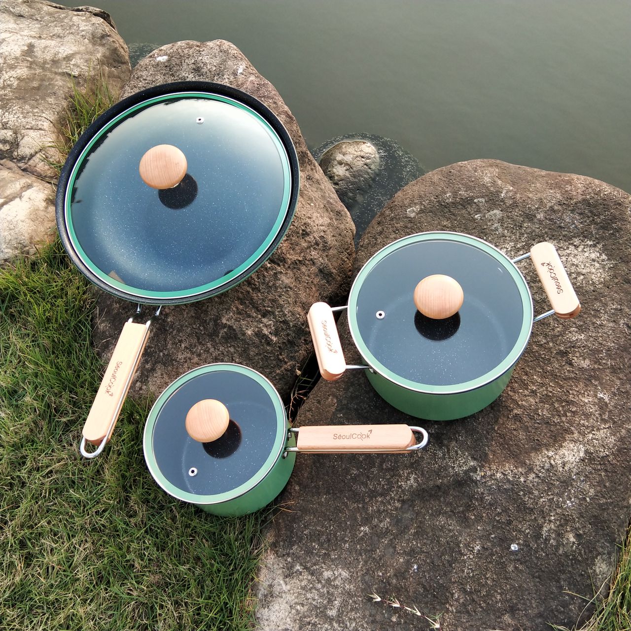 - Bộ nồi chảo Seoulcook Luxury chống dính vân đá cao cấp