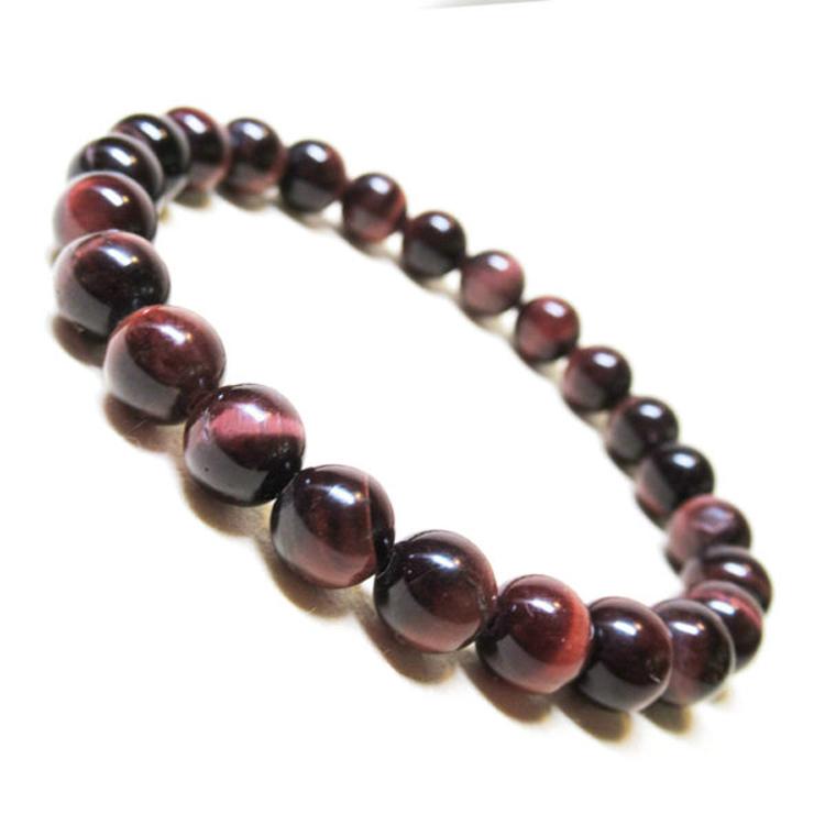 Vòng Phong Thủy - Vòng Phong Thủy Đá Mắt Hổ Đỏ Tròn Trơn 8mm V310-8 - AROTIOUTLET