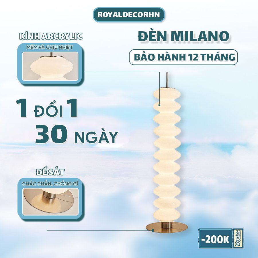 Đèn sàn milano tube lamp đan mạch, đèn cây đứng decor phòng khách, phòng ngủ, quán cafe