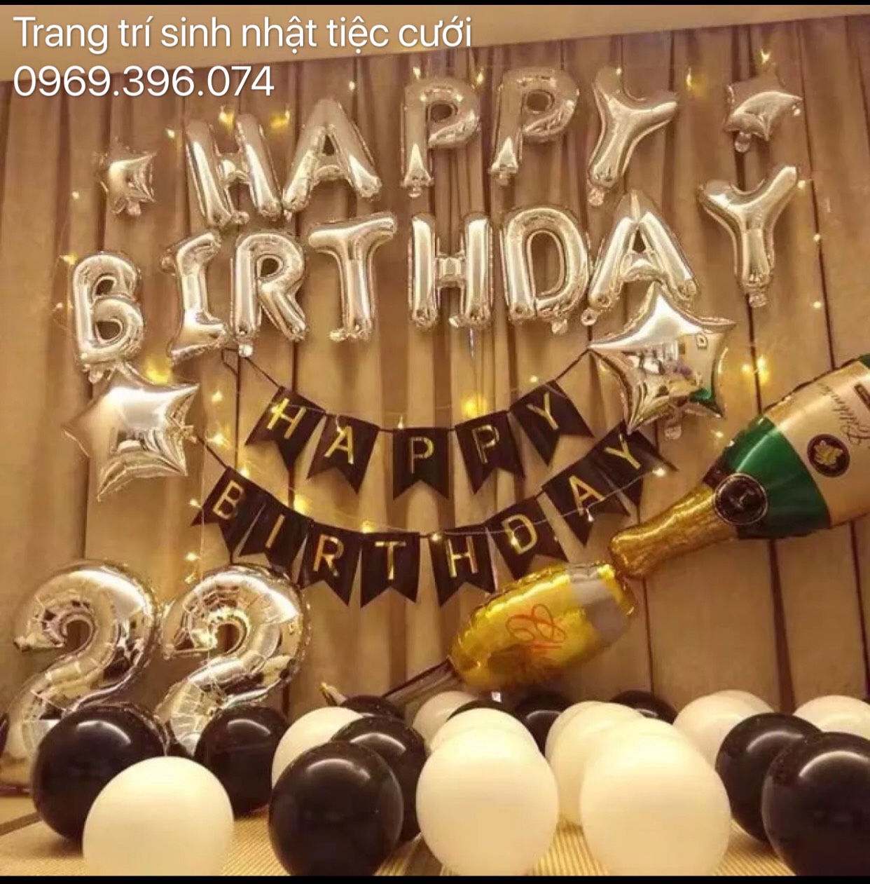 Set bóng trang trí sinh nhật+bóng số tuổi cỡ lớn 70cm. Bạn chọn thêm các phụ kiện trang trí khác, khách có thể đặt mua cùng set để trang trí thêm lung linh