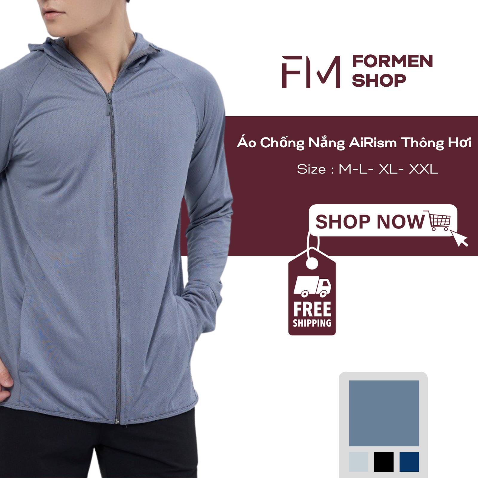 Áo chống nắng nam thoáng mát chống tia UV gây hại (Tay xỏ ngón chống nắng có túi trong tiện lợi) - FORMEN SHOP - FMTHT024