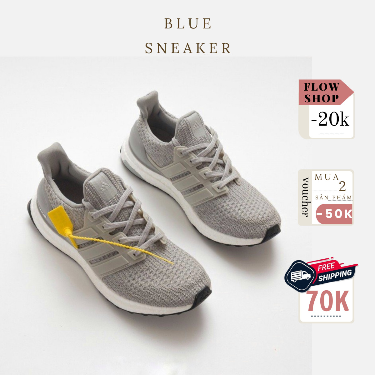 [Siêu Sale] Giày Sneaker Nam Nữ Ultraboost 4.0 Xám (Fullbox+ Tặng hộp bảo vệ box)