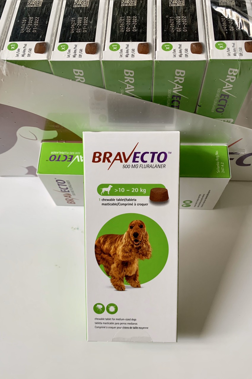 Bravecto viên nhai trị ve, ghẻ, xà mâu, viêm da Demodex 10 - 20 kg