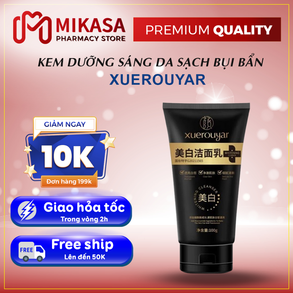 Sữa Rửa Mặt XUEROUYAR Dưỡng Sáng Da, Hút Bã Nhờn, Giảm Mụn Đầu Đen, Sữa Rửa Mặt Trắng Da XUEROUYAR
