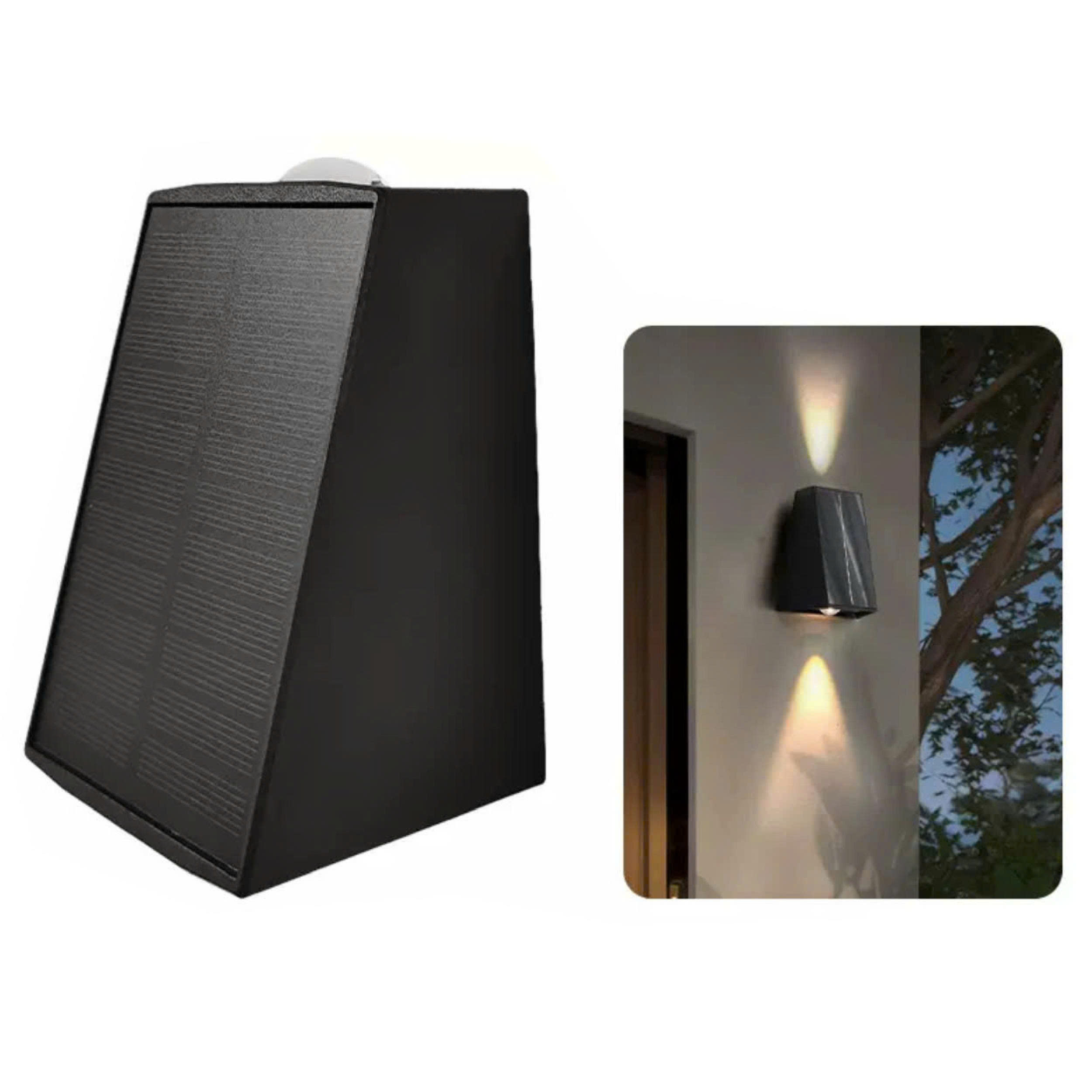 Đèn Hắt Tường, Đèn Ốp Tường Năng Lượng Mặt Trời 2 Đầu, Đèn Ngoài Trời Chống Thấm Nước
