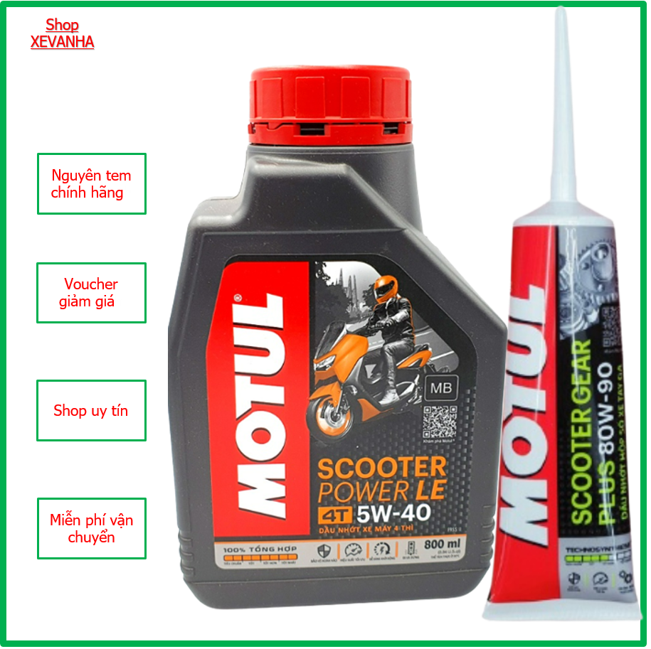 [Giá TỐT] Combo nhớt xe tay ga Motul Scooter Power 5W40+ Nhớt Láp, Nhớt tổng hợp cho Air Blade, Sh, Lead, Vision...Hàng chính hãng nguyên team, shop uy tín