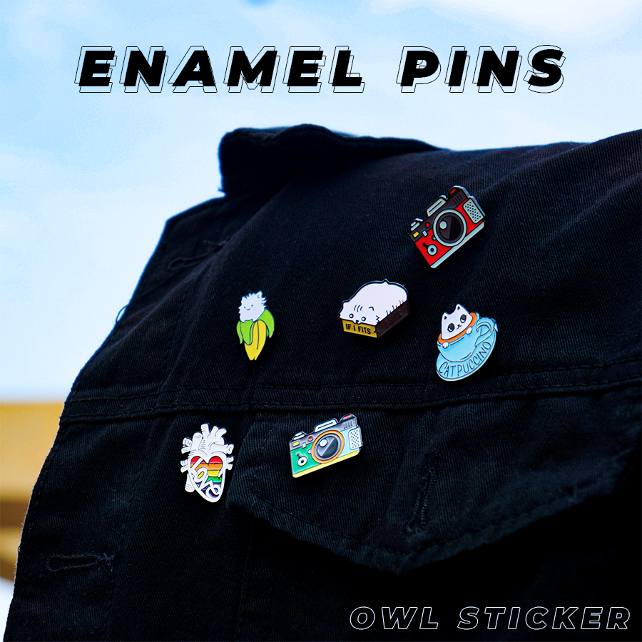 Ghim Cài Áo - Balo Xinh Xắn Huy Hiệu Cài Áo Kim Loại Dễ Thương - Owl Sticker