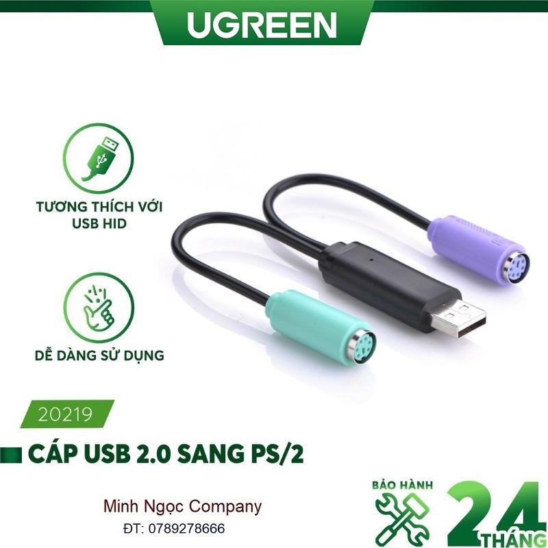Cáp chuyển đổi usb sang 2 cổng ps2 ugreen 20219 - hàng