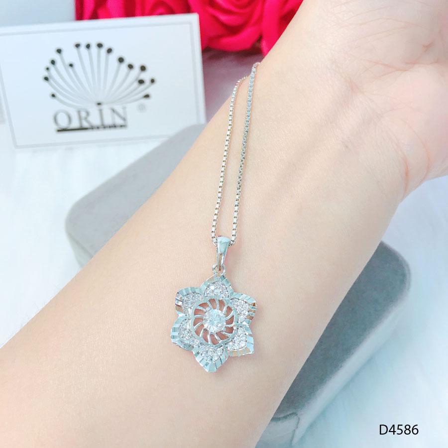 Dây chuyền bạc mặt hoa mai đính đá thiết kế cao cấp Orin D4586 - Long Tien