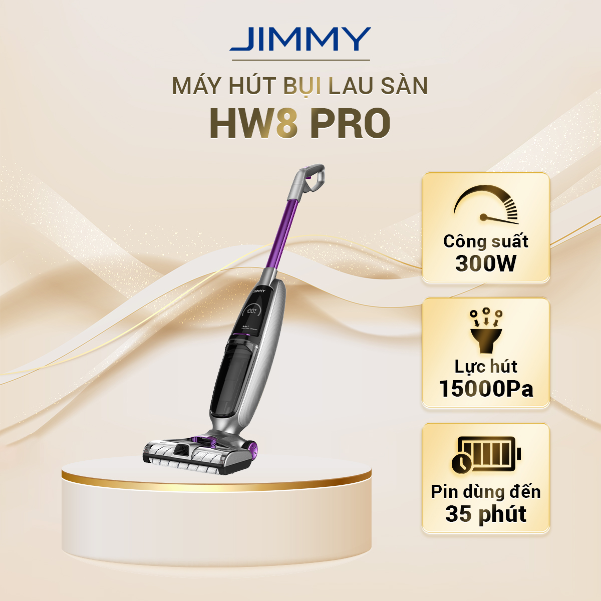 Máy hút bụi lau sàn không dây cầm tay jimmy hw8 pro 15000 pa - bản quốc tế - bảo hành 12 tháng