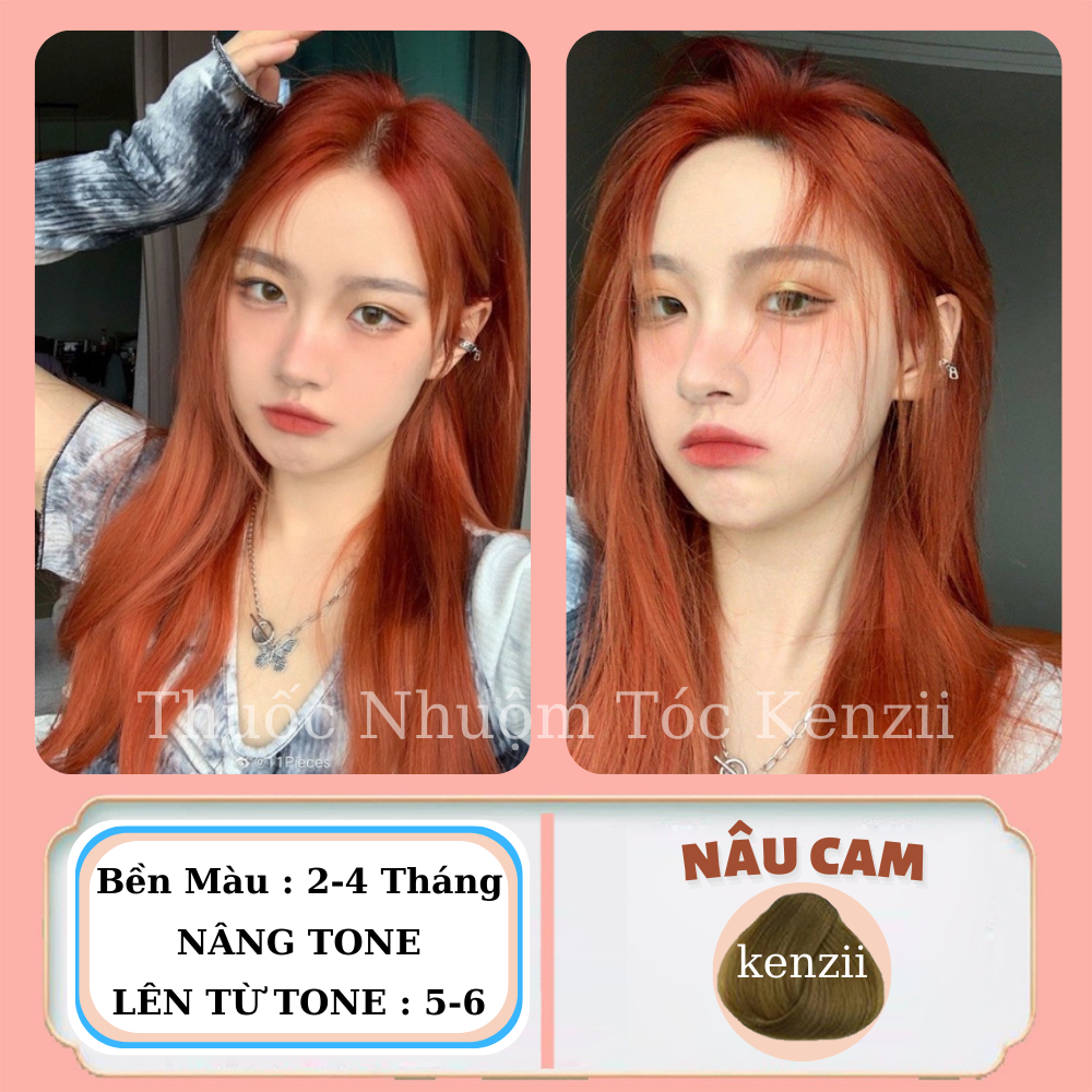 Thuốc nhuộm tóc nâu cam tặng trợ nhuộm kenzii lên từ tone 5 - 6 | thuốc nhuộm tóc màu nâu cam
