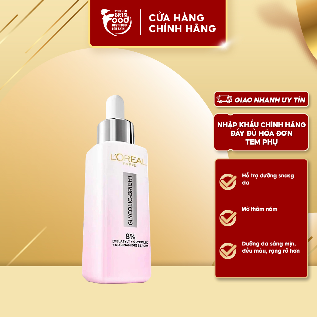 Serum L'oreal Tinh Chất Mờ Thâm Nám Sau 2 Tuần L'oreal Glycolic-Bright Instant Glowing Serum 30ml