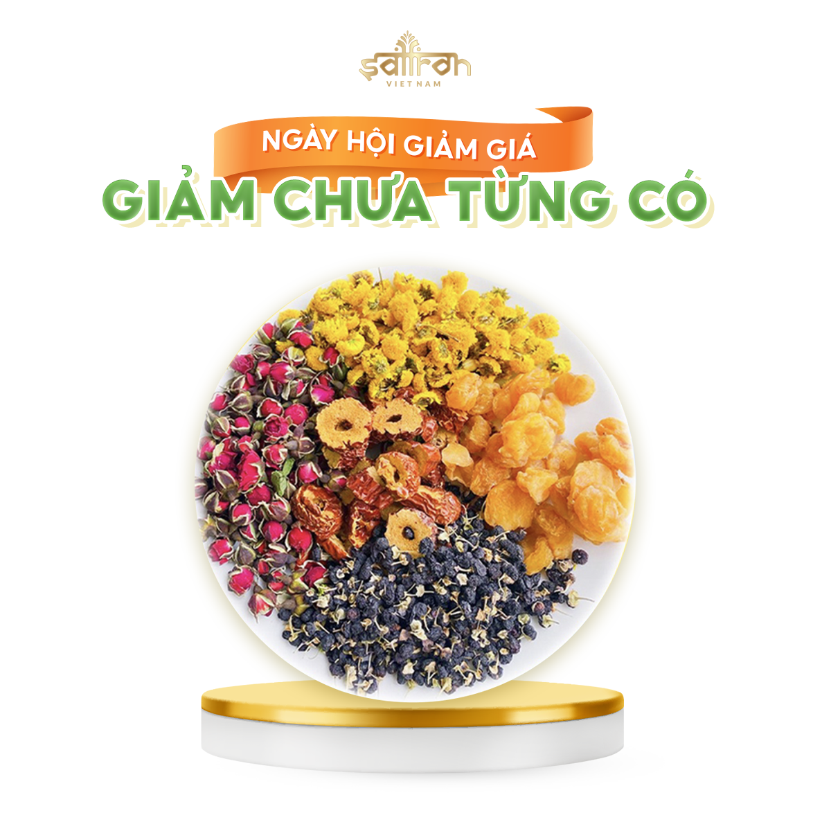Trà dưỡng nhan Quý phi (Gồm: Long nhãn, táo đỏ, hắc kỷ tử, hoa hồng, hoa cúc)