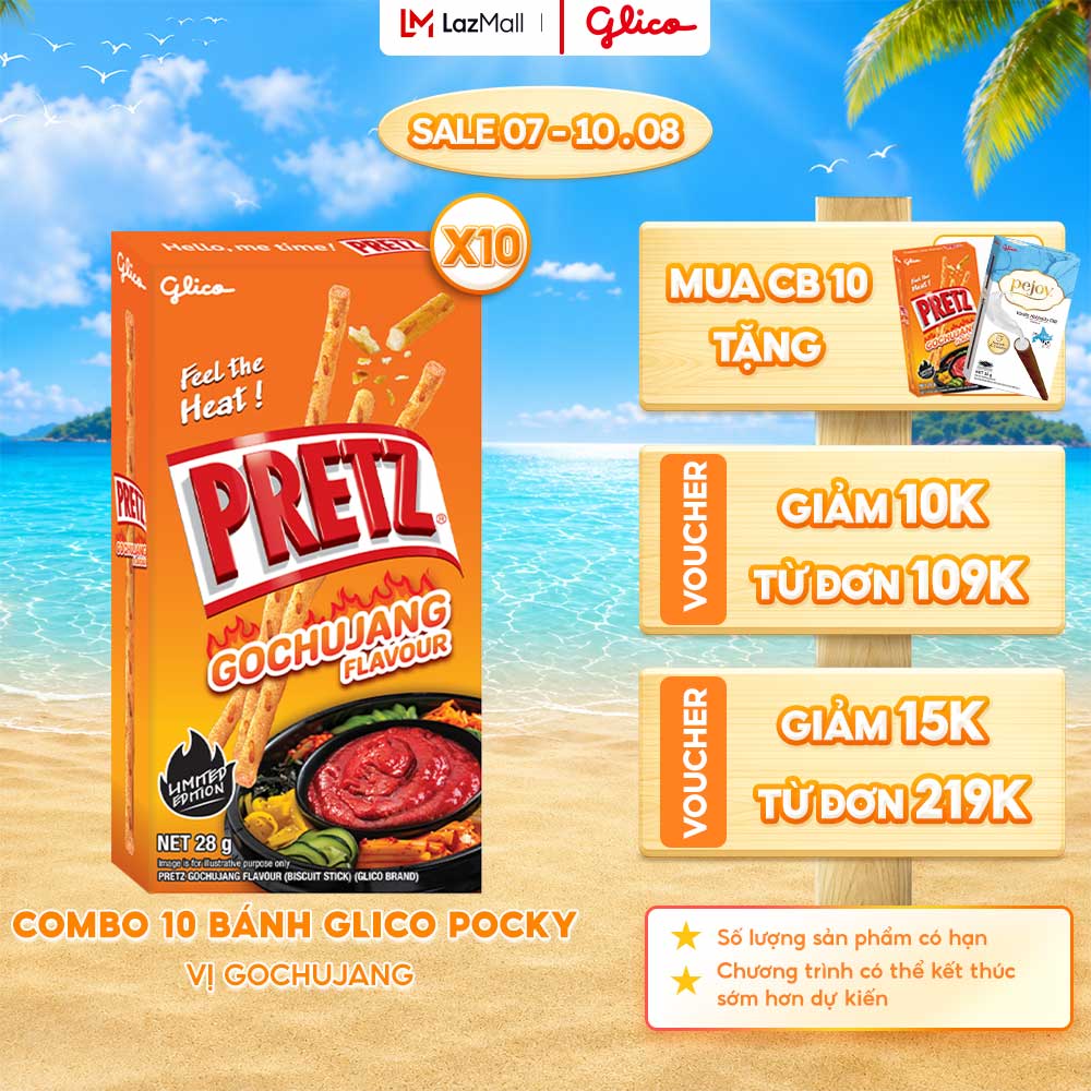 Combo 10 Hộp Bánh Que Snack Nướng Giòn PRETZ SPICY BUMB Vị Cay GOCHUJANG - 28G/Hộp