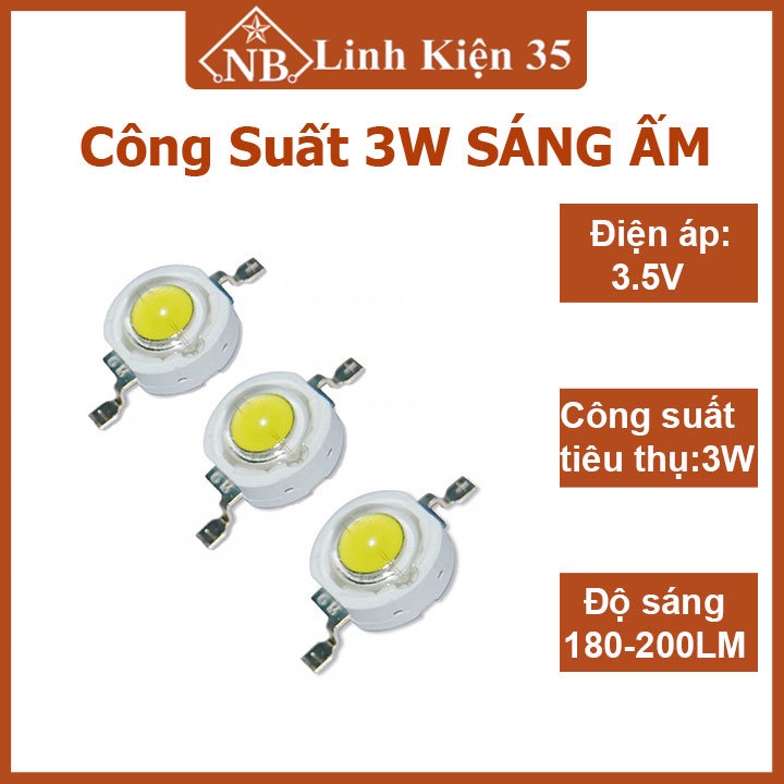 Đèn Led ánh sáng màu vàng ấm, công suất 3W